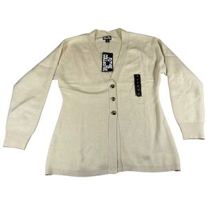 Future Collective Womens M Cream Knit Cardigan V‎ Neck Button Up Soft NEW